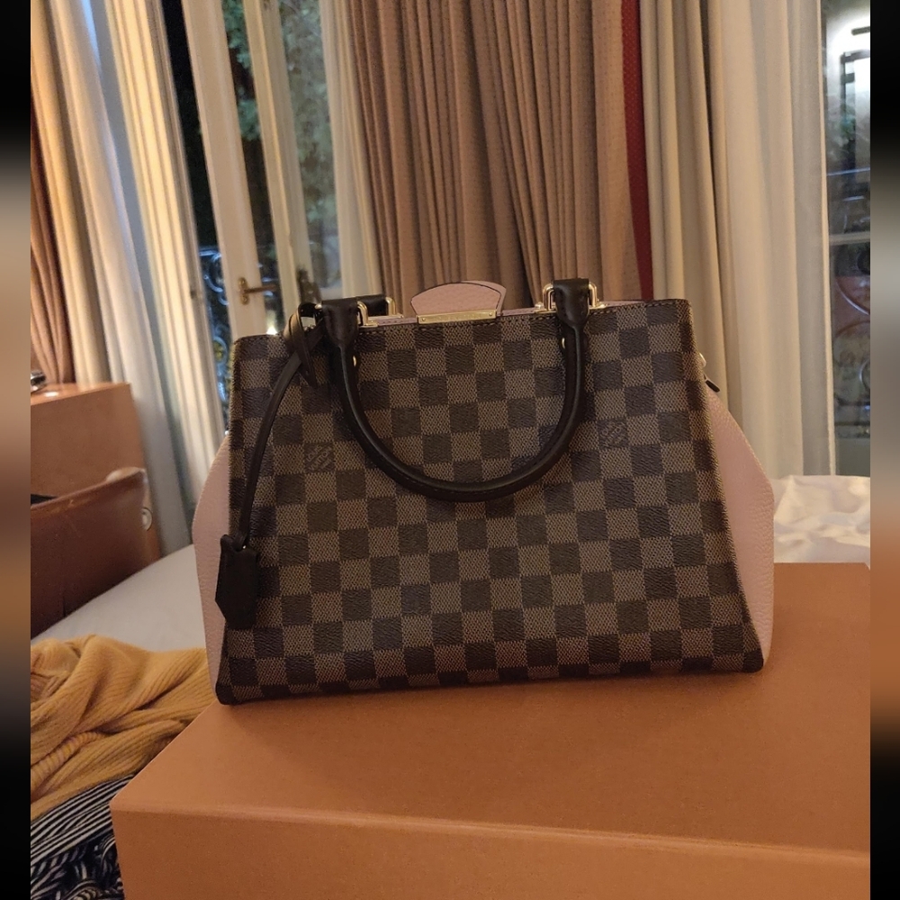 Checkered Designer Handbag - Brown and Pink